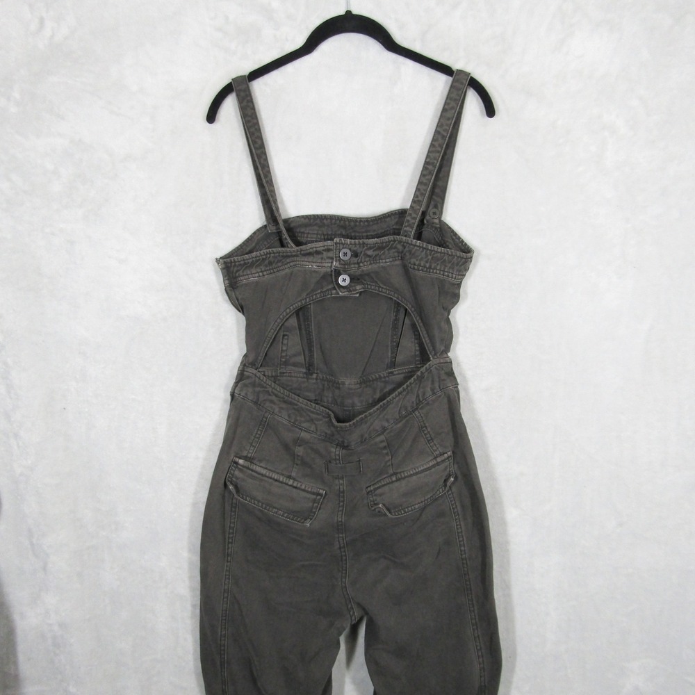 Free People Go West Utility Jumpsuit Washed Black Grey Size S Cutout Back Tie - Picture 11 of 16